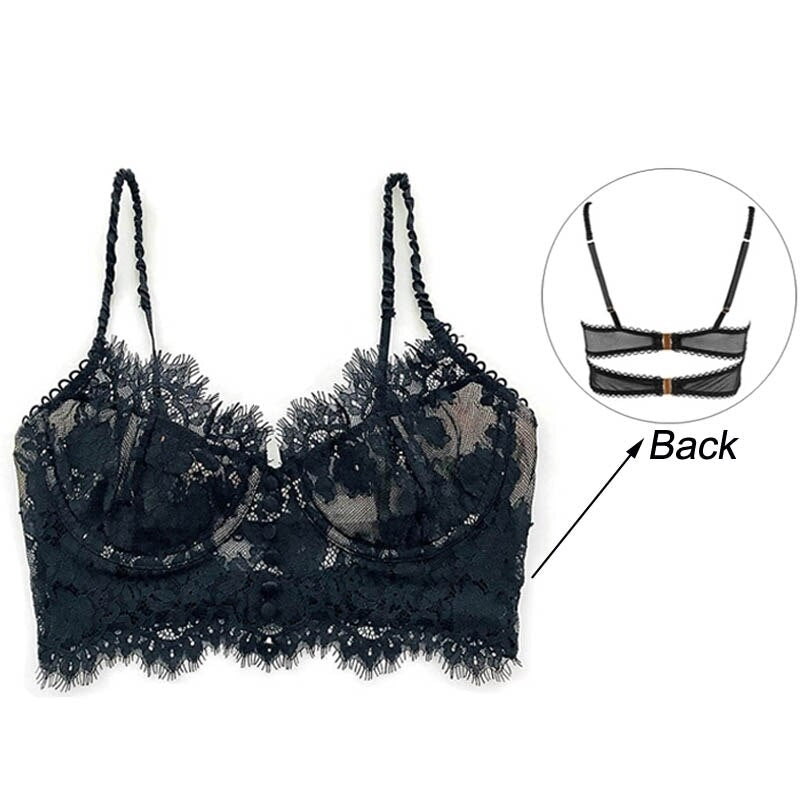 Women Fashion Classic Bra Ultra Thin Lace Underwear Push Up Brassiere Lingerie Transparent Eyelash Bralette Image 10