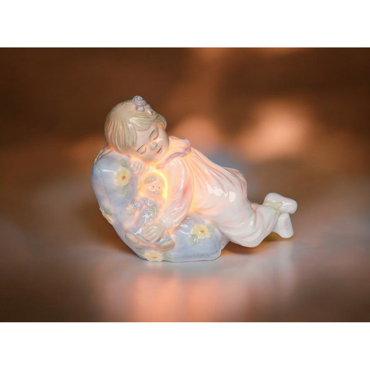 Ceramic Nightlight Little Girl Sleeping on Pillow 4.5in Gift Image 1