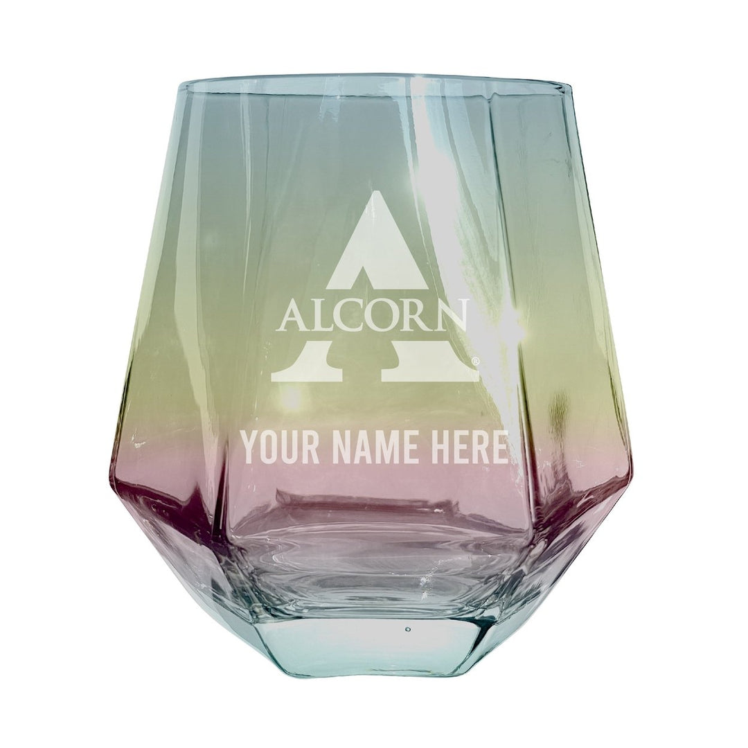 Alcorn State Braves Customizable Stemless Diamond Wine Glass Engraved 10 oz Officially Licensed Collegiate Product Image 1