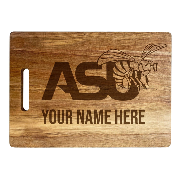 Alabama State University Customizable Engraved Wooden Cutting Board 10" x 14" Acacia Wood Officially Licensed Collegiate Image 1