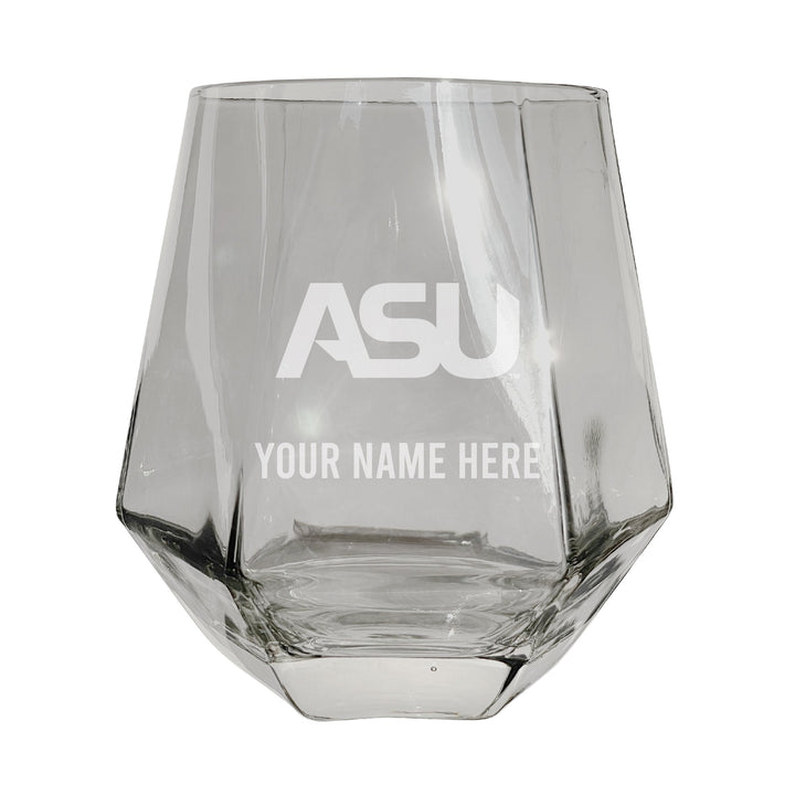 Alabama State University Customizable Stemless Diamond Wine Glass Engraved 10 oz Officially Licensed Collegiate Product Image 1