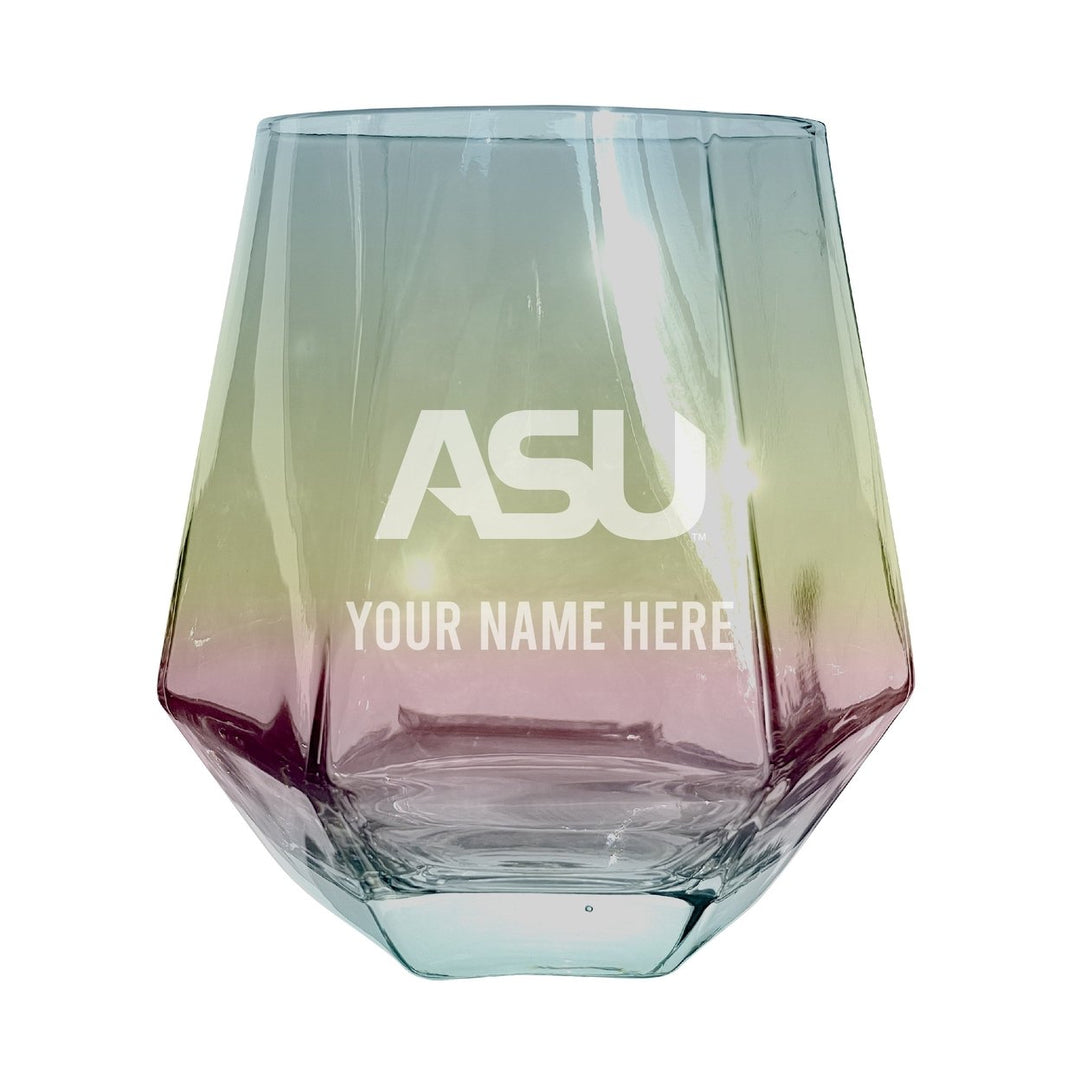 Alabama State University Customizable Stemless Diamond Wine Glass Engraved 10 oz Officially Licensed Collegiate Product Image 2