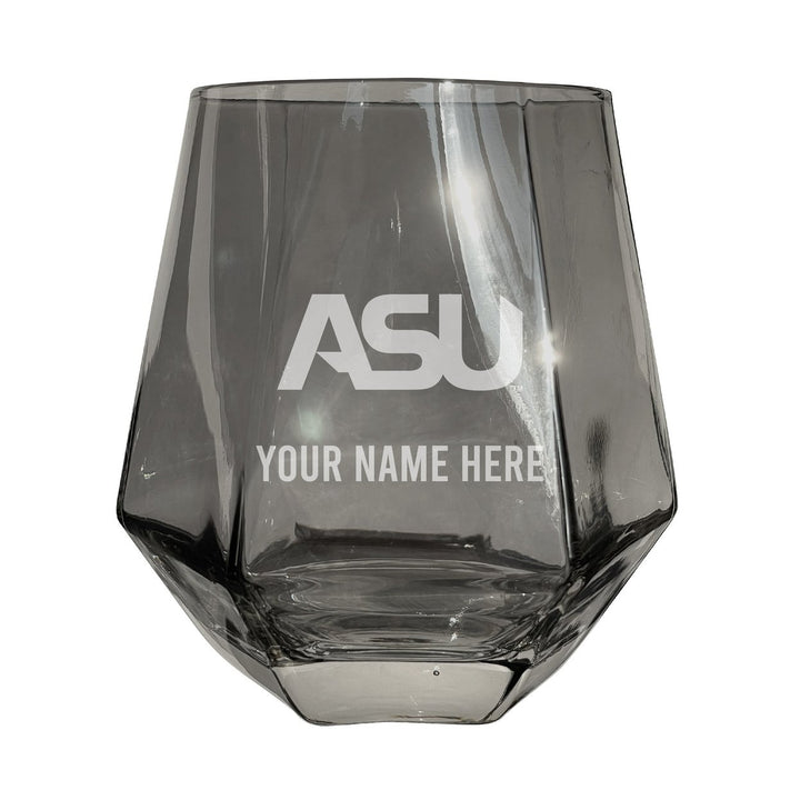 Alabama State University Customizable Stemless Diamond Wine Glass Engraved 10 oz Officially Licensed Collegiate Product Image 1