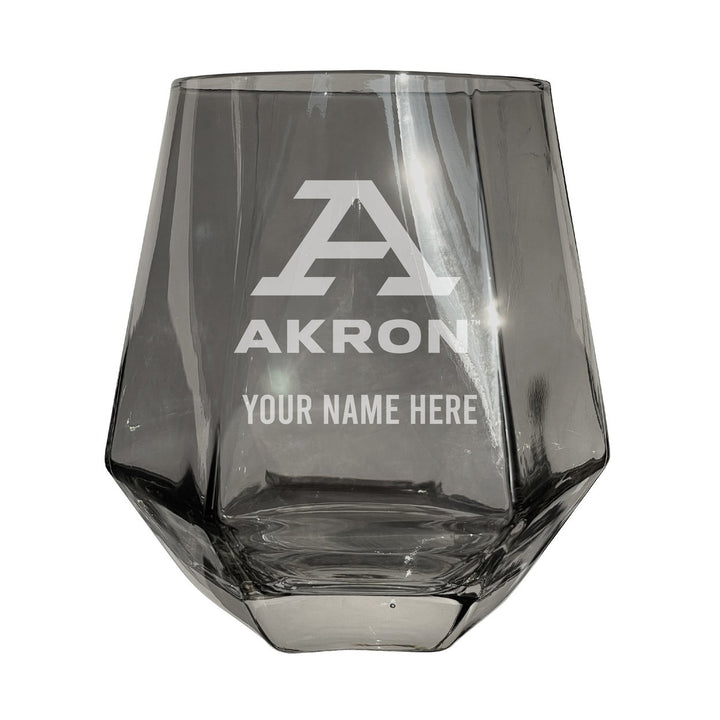 Akron Zips Customizable Stemless Diamond Wine Glass Engraved 10 oz Officially Licensed Collegiate Product Image 2