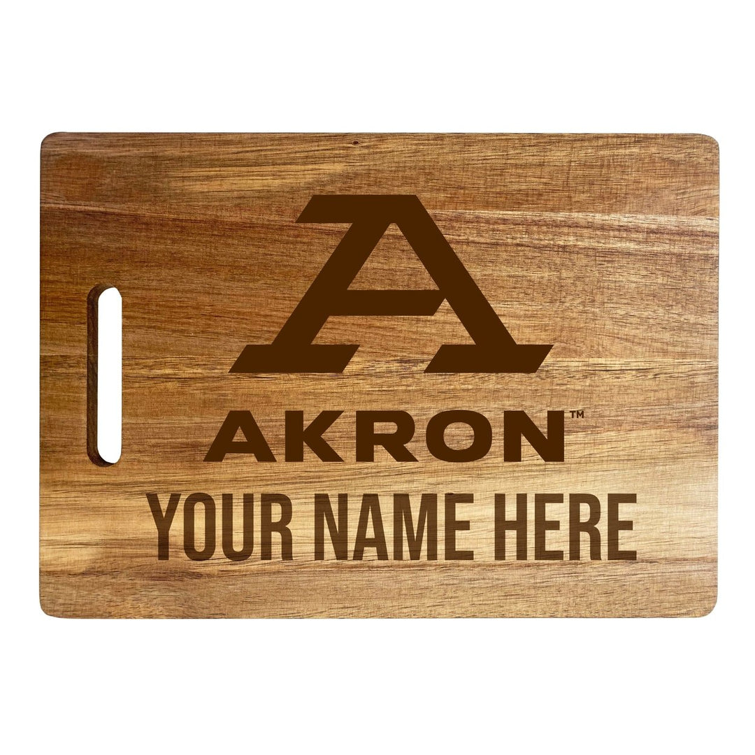 Akron Zips Customizable Engraved Wooden Cutting Board 10" x 14" Acacia Wood Officially Licensed Collegiate Product Image 2