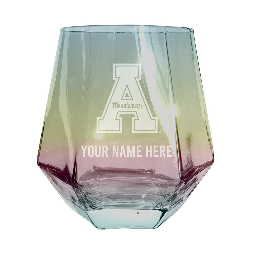 Appalachian State Customizable Stemless Diamond Wine Glass Engraved 10 oz Officially Licensed Collegiate Product Image 2