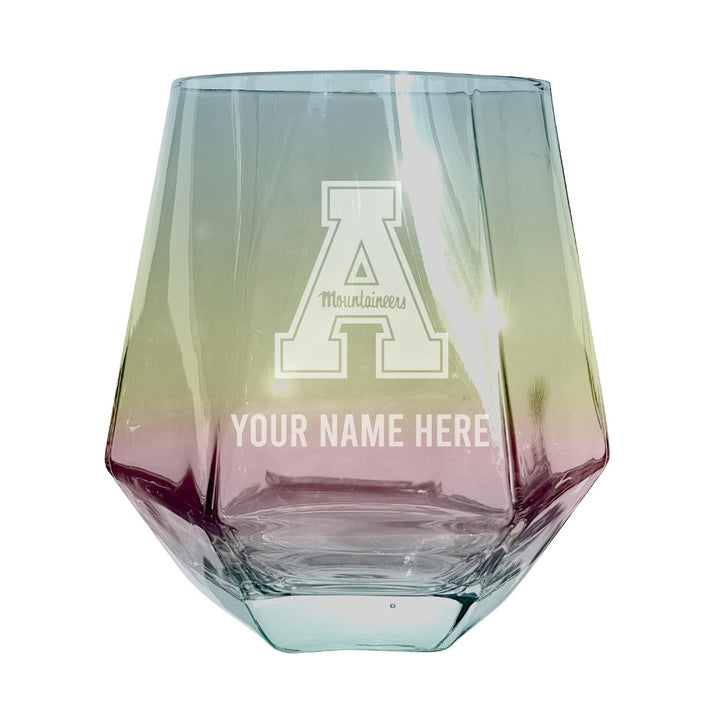 Appalachian State Customizable Stemless Diamond Wine Glass Engraved 10 oz Officially Licensed Collegiate Product Image 1