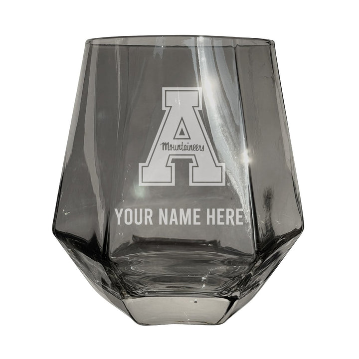 Appalachian State Customizable Stemless Diamond Wine Glass Engraved 10 oz Officially Licensed Collegiate Product Image 3