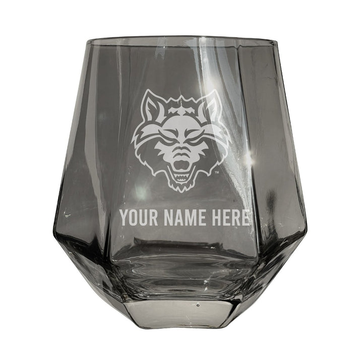 Arkansas State Customizable Stemless Diamond Wine Glass Engraved 10 oz Officially Licensed Collegiate Product Image 3