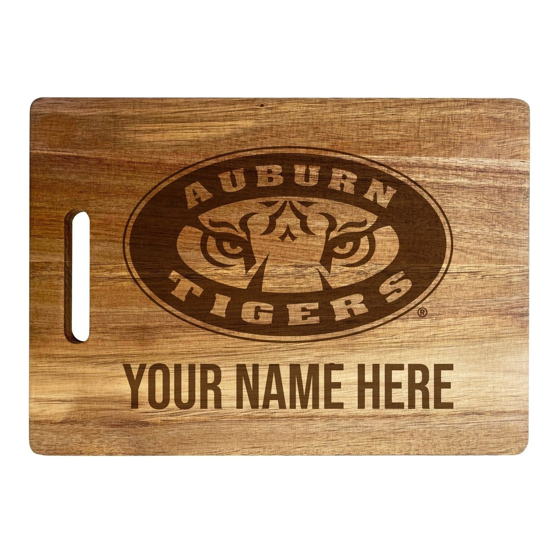 Auburn Tigers Customizable Engraved Wooden Cutting Board 10" x 14" Acacia Wood Officially Licensed Collegiate Product Image 2