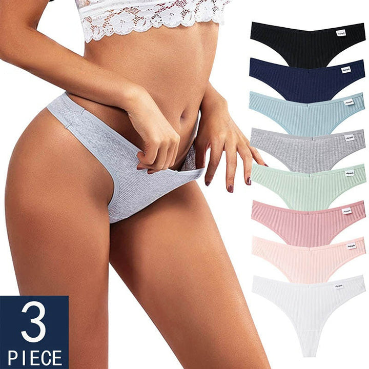 Women Fashion 3Pcs/Lot V Waist Cotton G-String Thong Panties String Underwear Briefs Lingerie Underpant Low-Rise Ladies Image 1