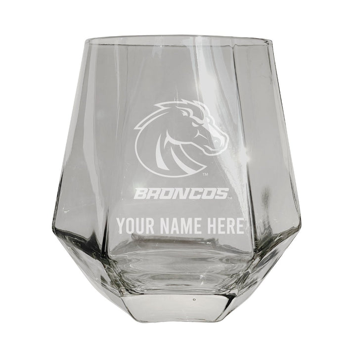 Boise State Broncos Customizable Stemless Diamond Wine Glass Engraved 10 oz Officially Licensed Collegiate Product Image 1