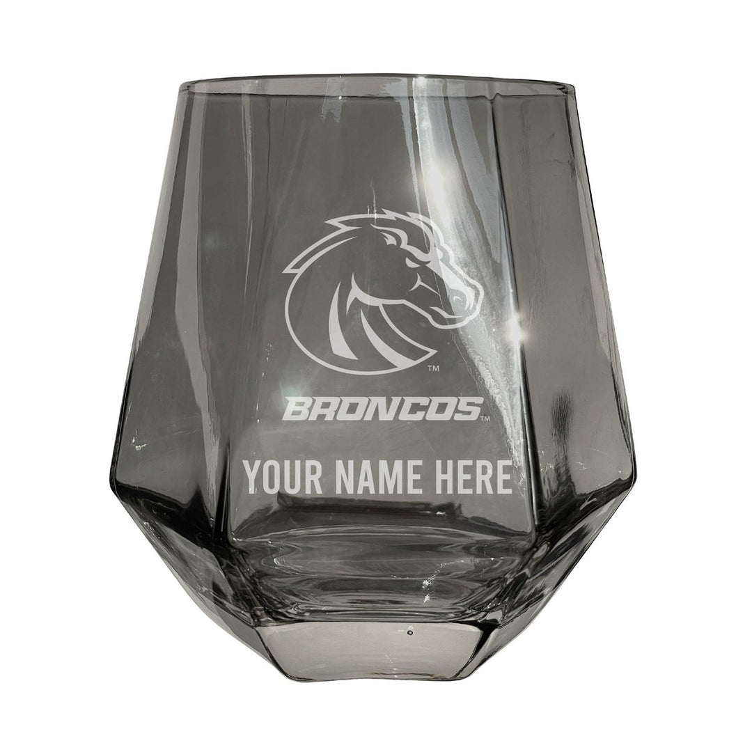 Boise State Broncos Customizable Stemless Diamond Wine Glass Engraved 10 oz Officially Licensed Collegiate Product Image 1