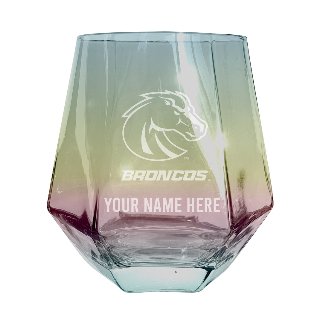 Boise State Broncos Customizable Stemless Diamond Wine Glass Engraved 10 oz Officially Licensed Collegiate Product Image 3