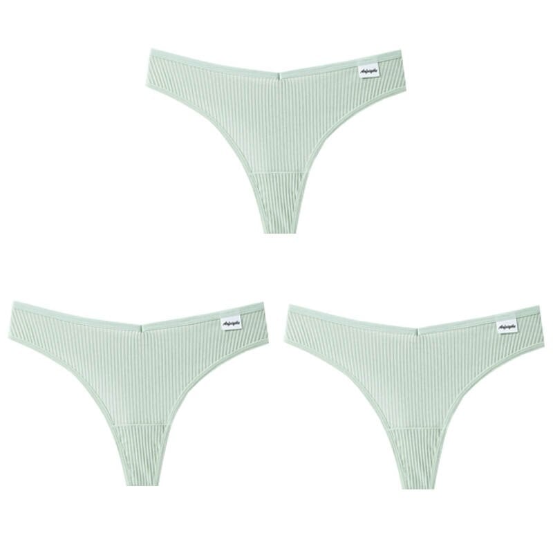 Women Fashion 3Pcs/Lot V Waist Cotton G-String Thong Panties String Underwear Briefs Lingerie Underpant Low-Rise Ladies Image 6