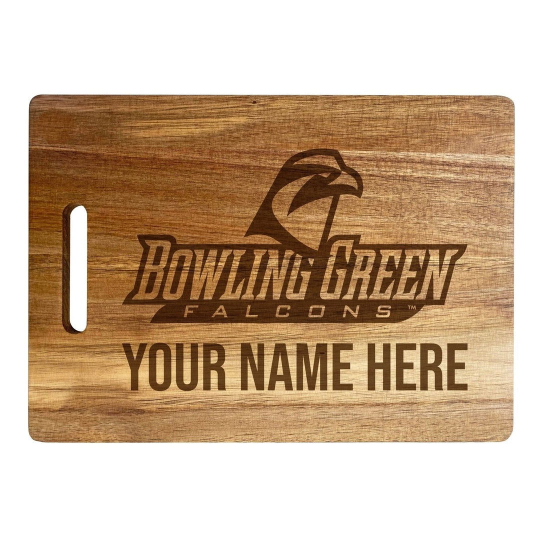 Bowling Green Falcons Customizable Engraved Wooden Cutting Board 10" x 14" Acacia Wood Officially Licensed Collegiate Image 1