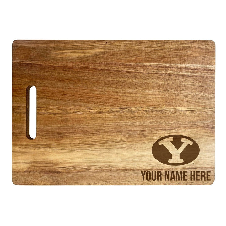 Brigham Young Cougars Customizable Engraved Wooden Cutting Board 10" x 14" Acacia Wood Officially Licensed Collegiate Image 1