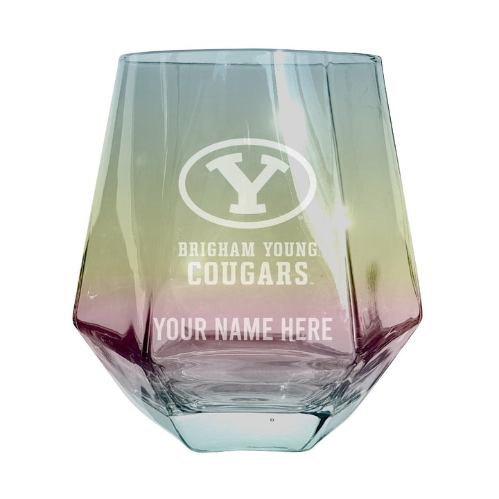 Brigham Young Cougars Customizable Stemless Diamond Wine Glass Engraved 10 oz Officially Licensed Collegiate Product Image 3