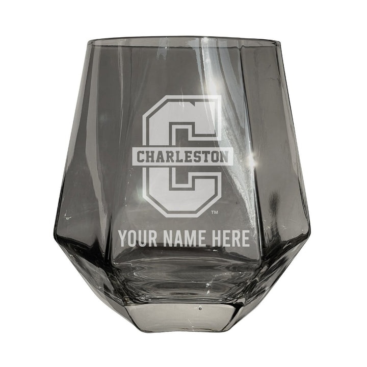 College of Charleston Customizable Stemless Diamond Wine Glass Engraved 10 oz Officially Licensed Collegiate Product Image 2