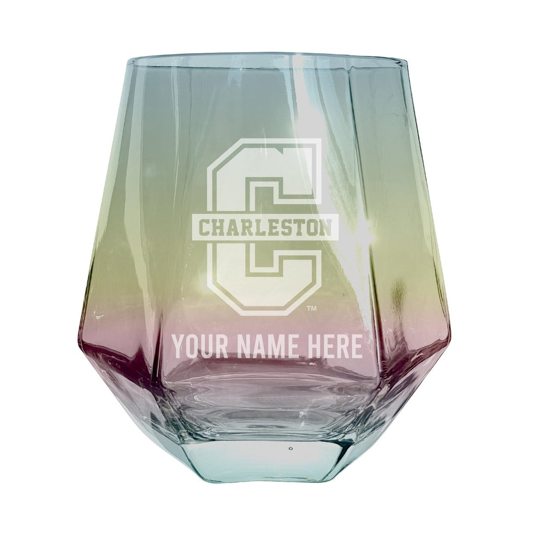 College of Charleston Customizable Stemless Diamond Wine Glass Engraved 10 oz Officially Licensed Collegiate Product Image 3