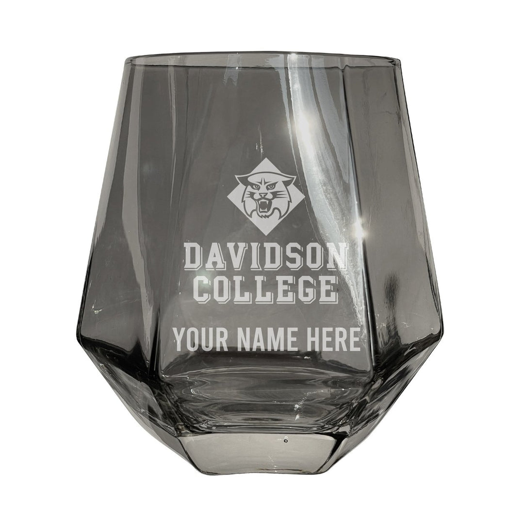 Davidson College Customizable Stemless Diamond Wine Glass Engraved 10 oz Officially Licensed Collegiate Product Image 1