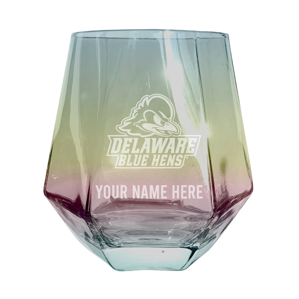 Delaware Blue Hens Customizable Stemless Diamond Wine Glass Engraved 10 oz Officially Licensed Collegiate Product Image 2