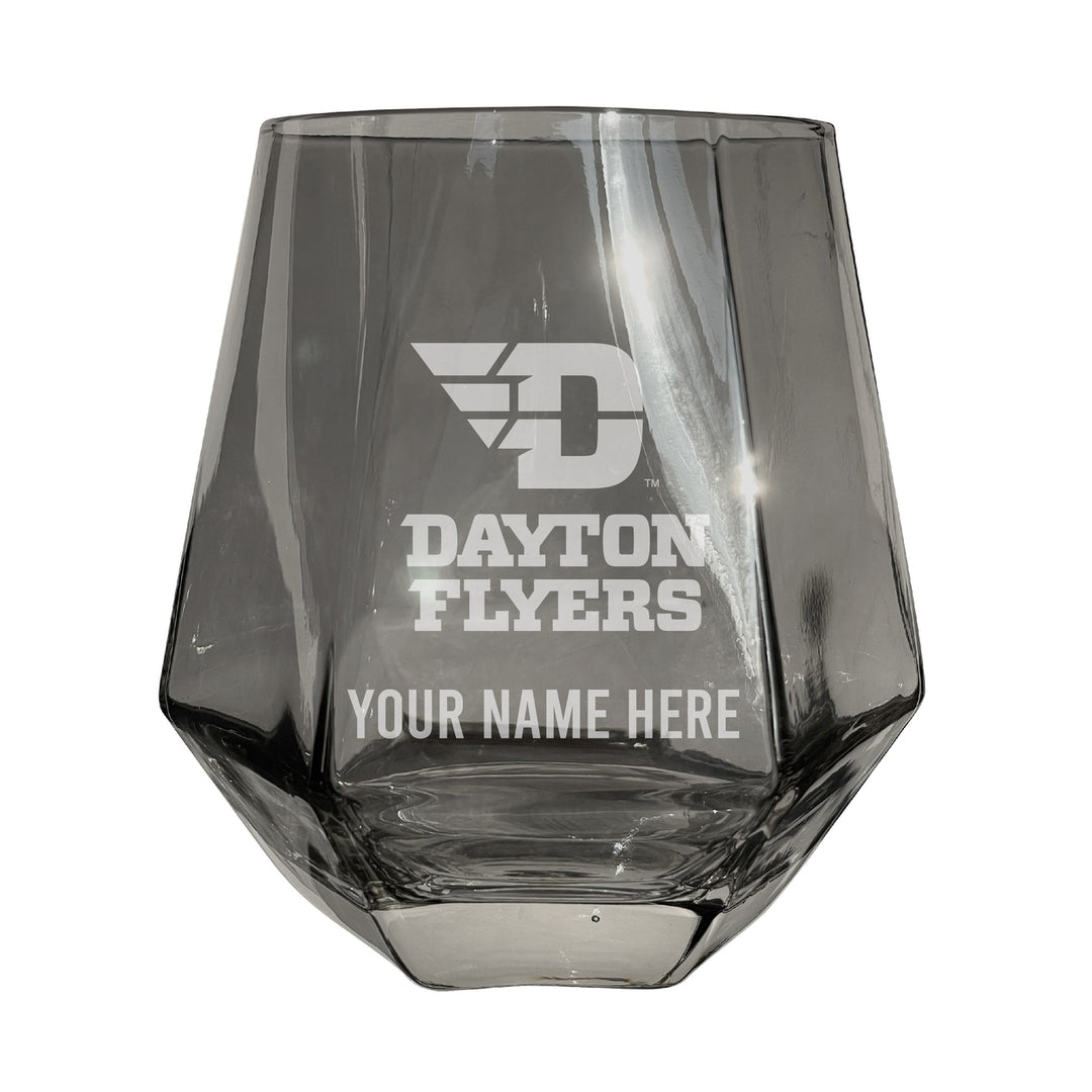 Dayton Flyers Customizable Stemless Diamond Wine Glass Engraved 10 oz Officially Licensed Collegiate Product Image 1