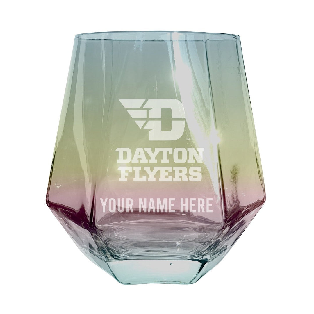 Dayton Flyers Customizable Stemless Diamond Wine Glass Engraved 10 oz Officially Licensed Collegiate Product Image 2