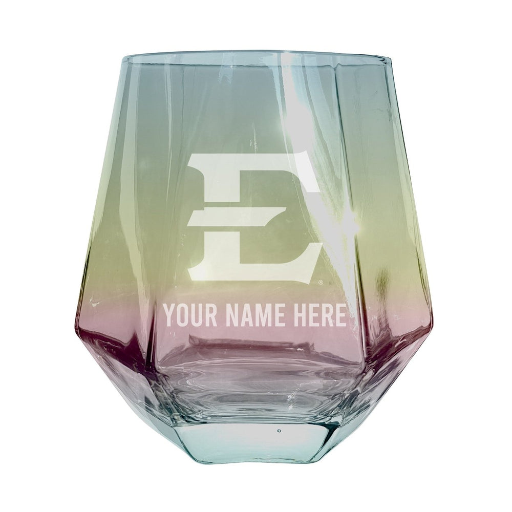 East Tennessee State University Customizable Stemless Diamond Wine Glass Engraved 10 oz Officially Licensed Collegiate Image 2