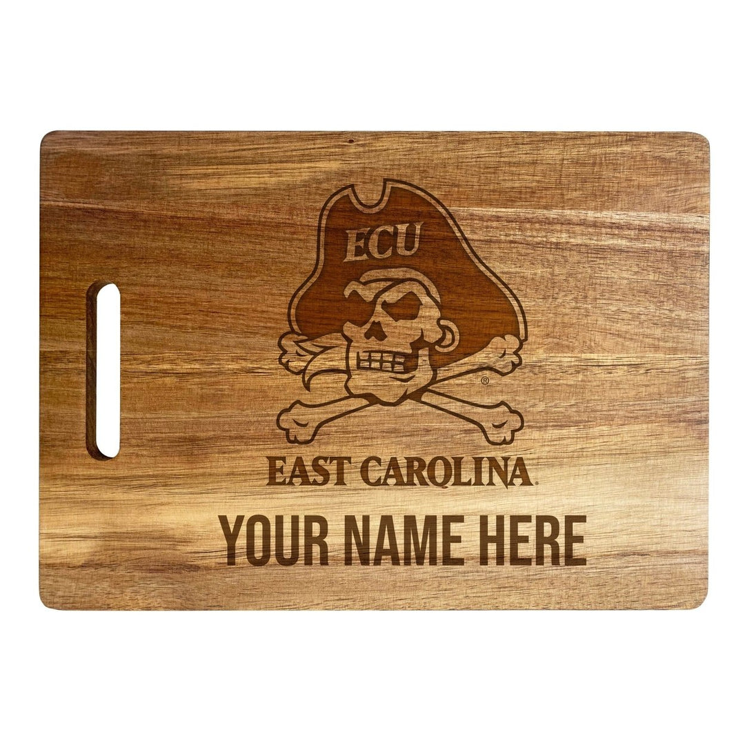 East Carolina Pirates Customizable Engraved Wooden Cutting Board 10" x 14" Acacia Wood Officially Licensed Collegiate Image 1