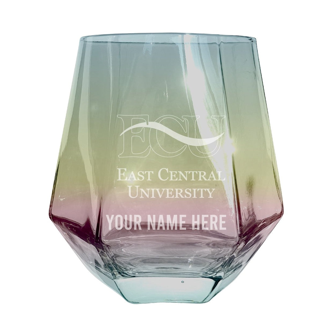 East Central University Tigers Customizable Stemless Diamond Wine Glass Engraved 10 oz Officially Licensed Collegiate Image 1