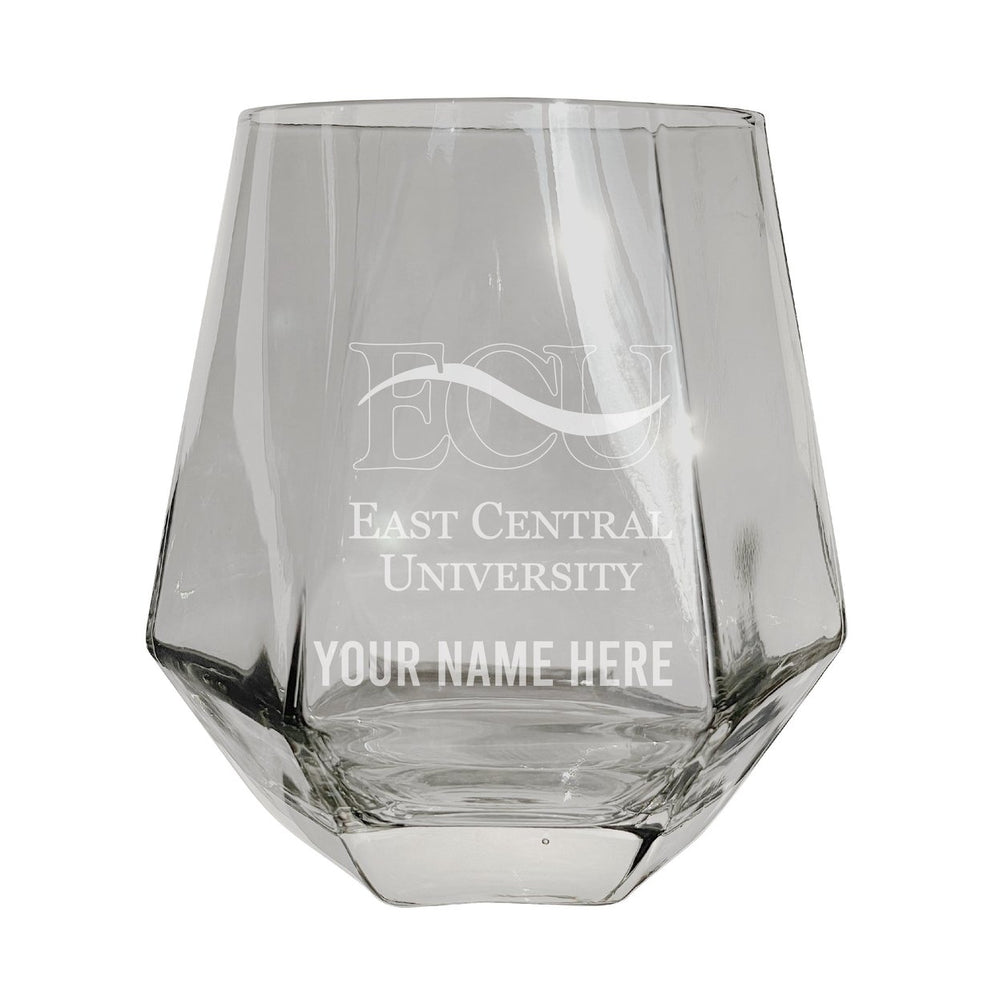 East Central University Tigers Customizable Stemless Diamond Wine Glass Engraved 10 oz Officially Licensed Collegiate Image 2