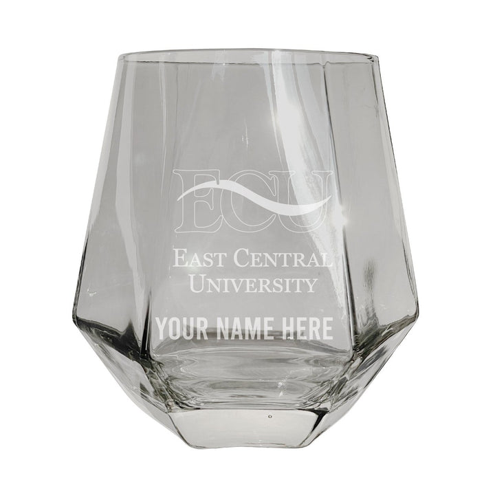 East Central University Tigers Customizable Stemless Diamond Wine Glass Engraved 10 oz Officially Licensed Collegiate Image 1