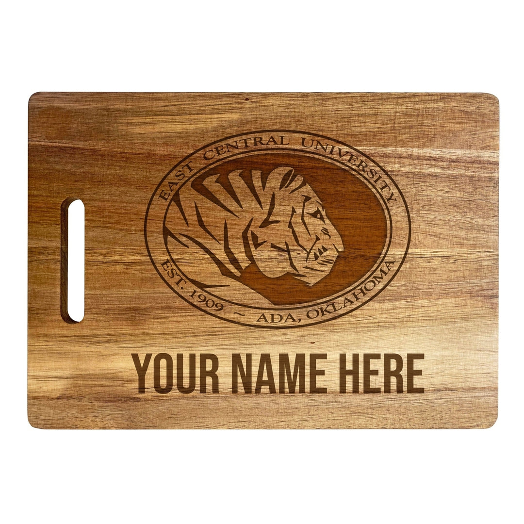 East Central University Tigers Customizable Engraved Wooden Cutting Board 10" x 14" Acacia Wood Officially Licensed Image 2