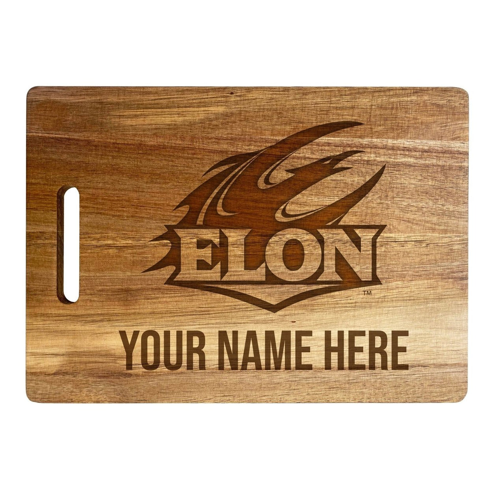 Elon University Customizable Engraved Wooden Cutting Board 10" x 14" Acacia Wood Officially Licensed Collegiate Product Image 2