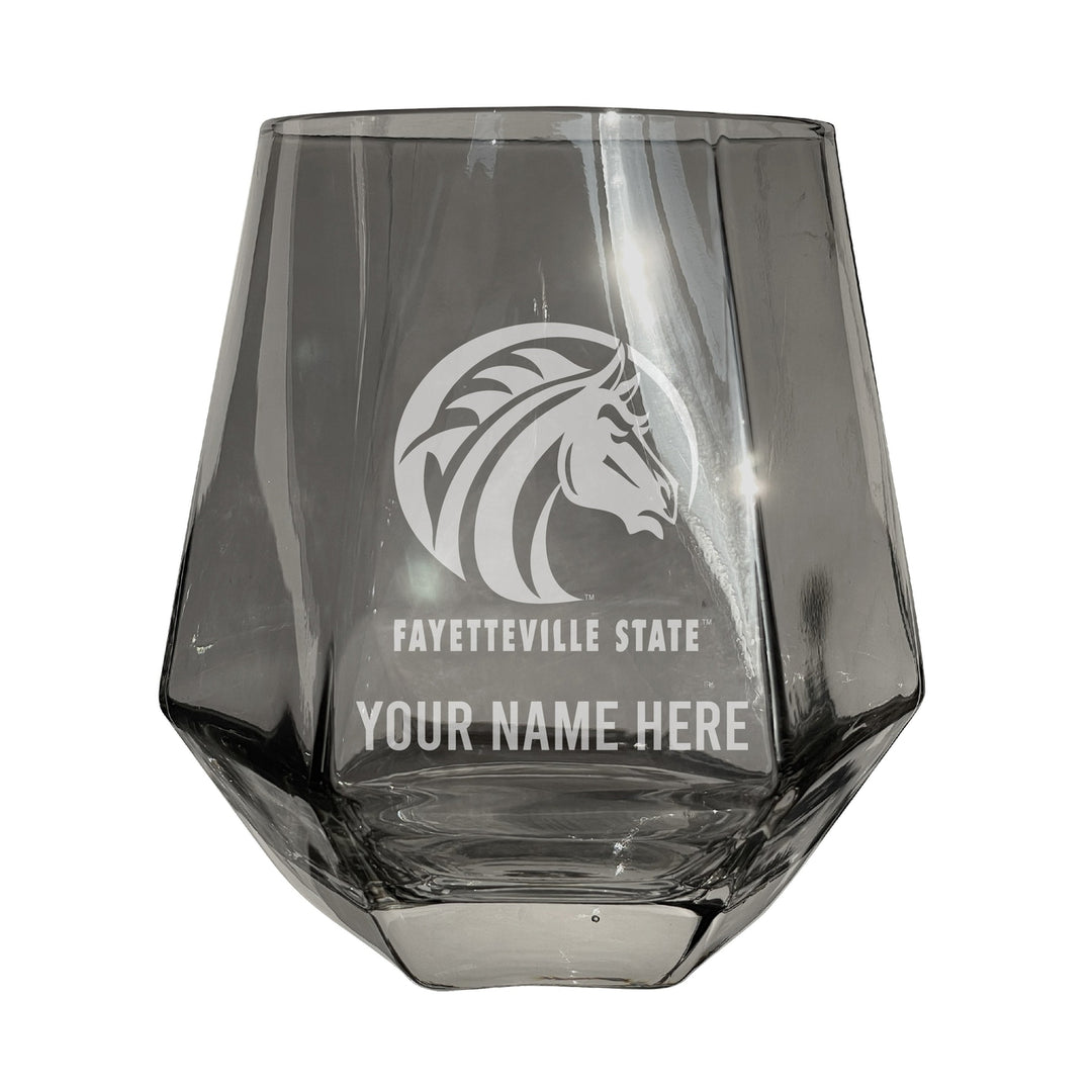 Fayetteville State University Customizable Stemless Diamond Wine Glass Engraved 10 oz Officially Licensed Collegiate Image 1