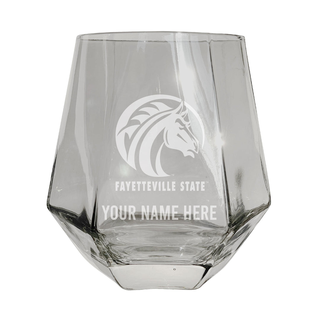 Fayetteville State University Customizable Stemless Diamond Wine Glass Engraved 10 oz Officially Licensed Collegiate Image 3