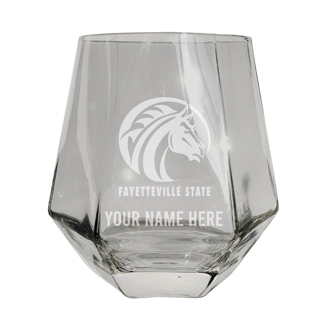 Fayetteville State University Customizable Stemless Diamond Wine Glass Engraved 10 oz Officially Licensed Collegiate Image 1