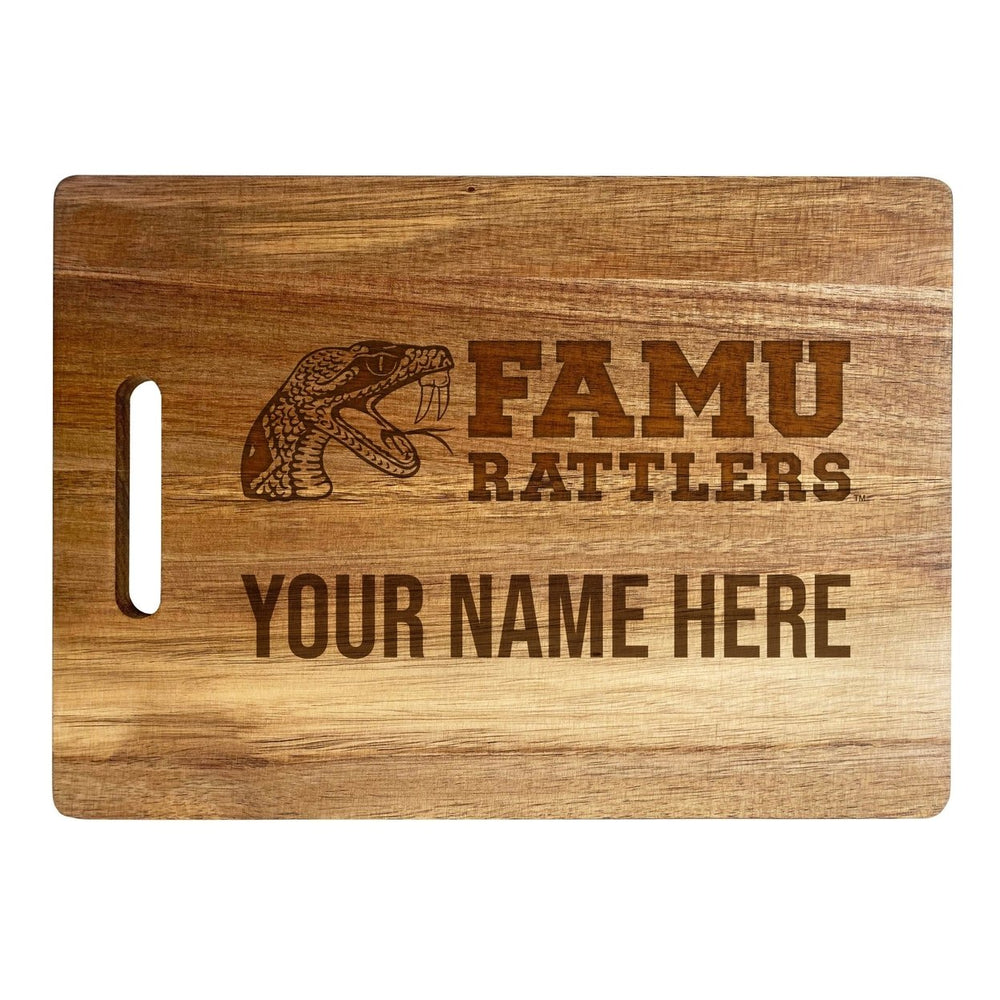 Florida AandM Rattlers Customizable Engraved Wooden Cutting Board 10" x 14" Acacia Wood Officially Licensed Collegiate Image 2