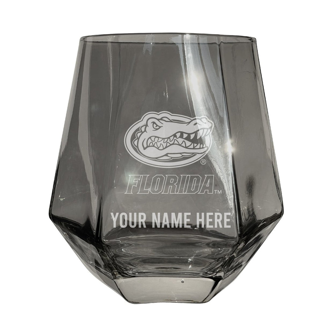 Florida Gators Customizable Stemless Diamond Wine Glass Engraved 10 oz Officially Licensed Collegiate Product Image 1