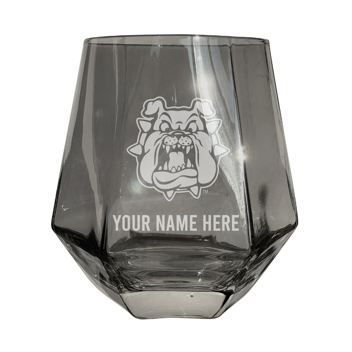 Fresno State Bulldogs Customizable Stemless Diamond Wine Glass Engraved 10 oz Officially Licensed Collegiate Product Image 1