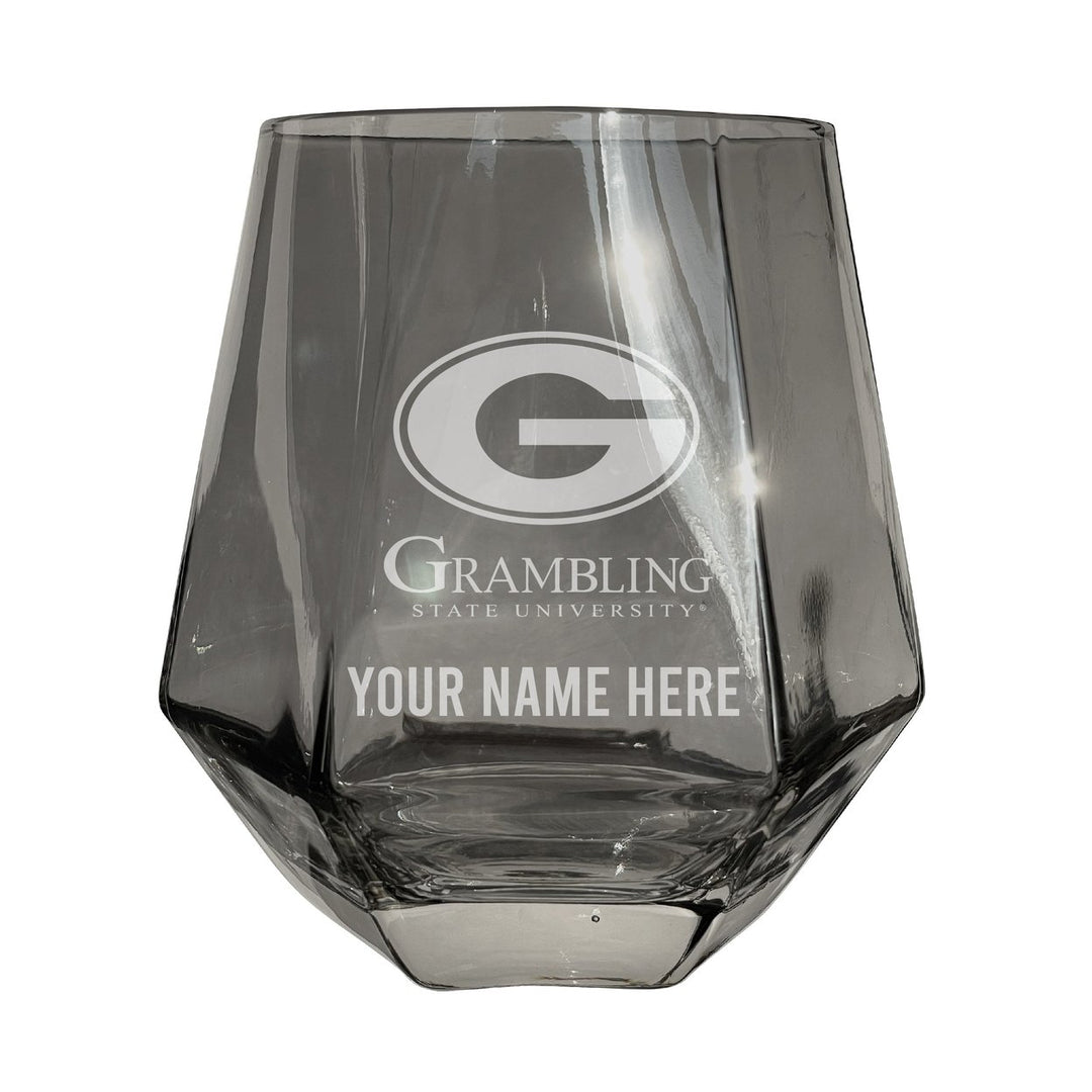 Grambling State Tigers Customizable Stemless Diamond Wine Glass Engraved 10 oz Officially Licensed Collegiate Product Image 1