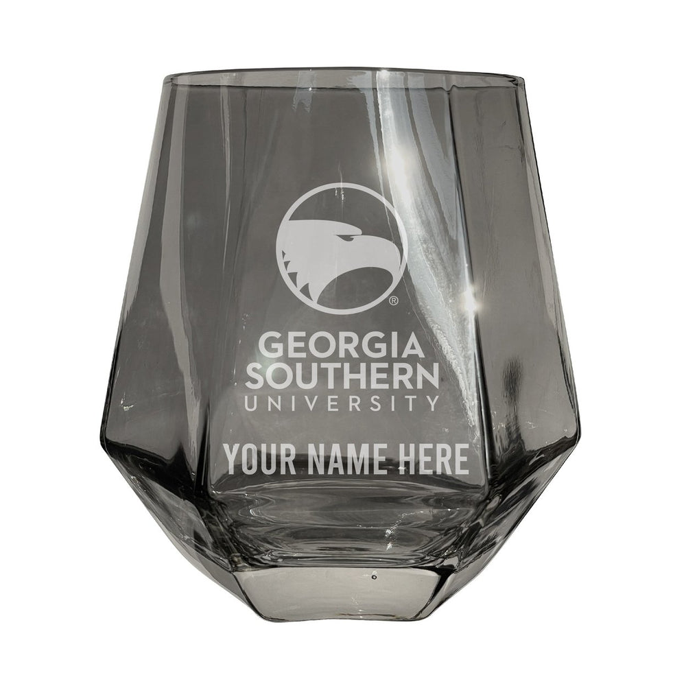 Georgia Southern Eagles Customizable Stemless Diamond Wine Glass Engraved 10 oz Officially Licensed Collegiate Product Image 2