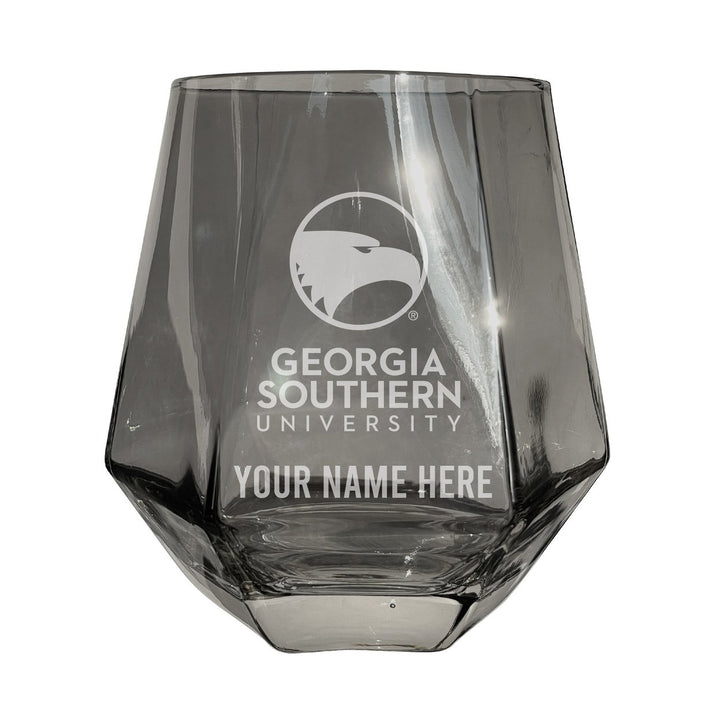 Georgia Southern Eagles Customizable Stemless Diamond Wine Glass Engraved 10 oz Officially Licensed Collegiate Product Image 2