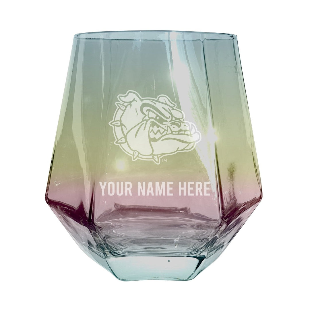 Gonzaga Bulldogs Customizable Stemless Diamond Wine Glass Engraved 10 oz Officially Licensed Collegiate Product Image 1