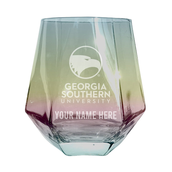 Georgia Southern Eagles Customizable Stemless Diamond Wine Glass Engraved 10 oz Officially Licensed Collegiate Product Image 1