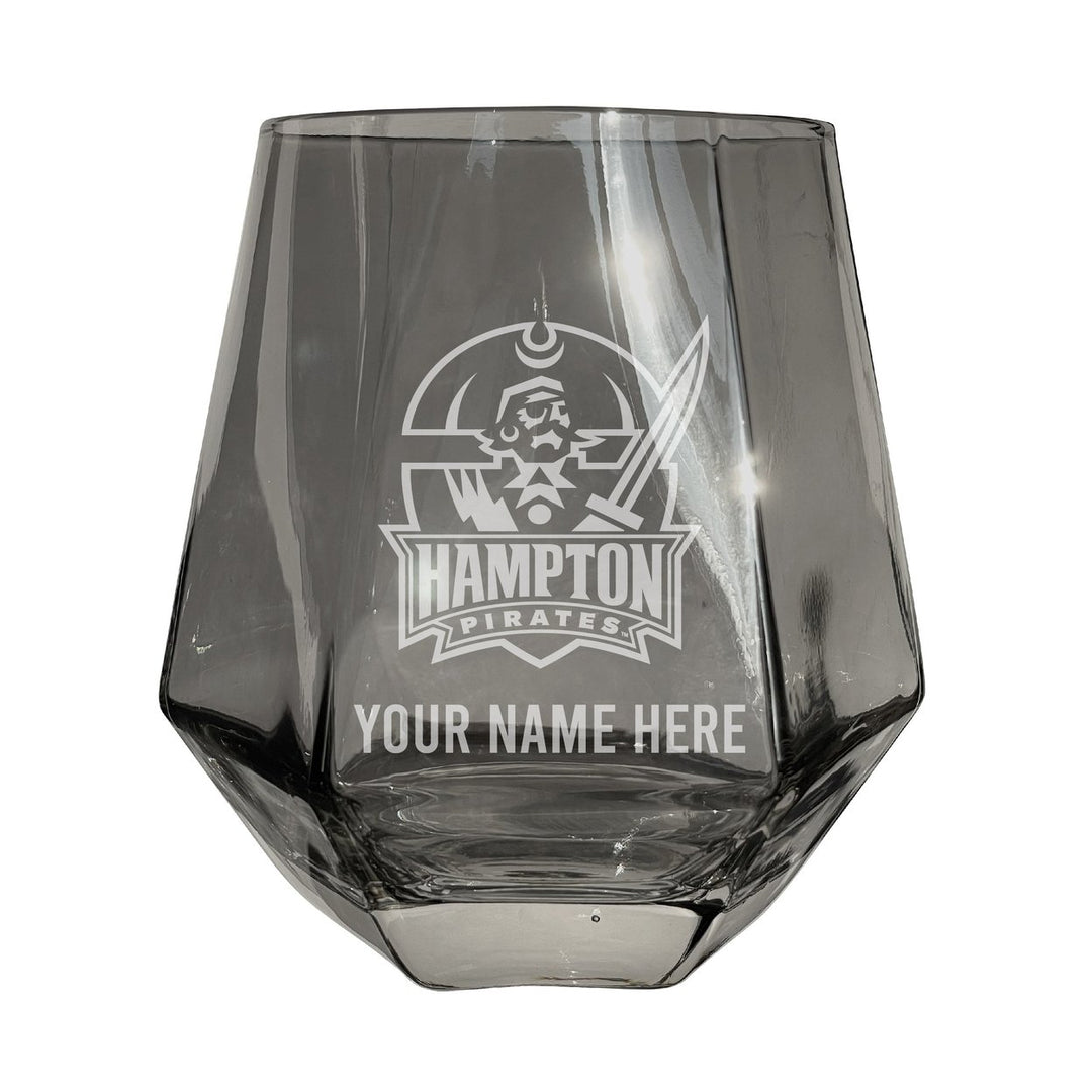 Hampton University Customizable Stemless Diamond Wine Glass Engraved 10 oz Officially Licensed Collegiate Product Image 1