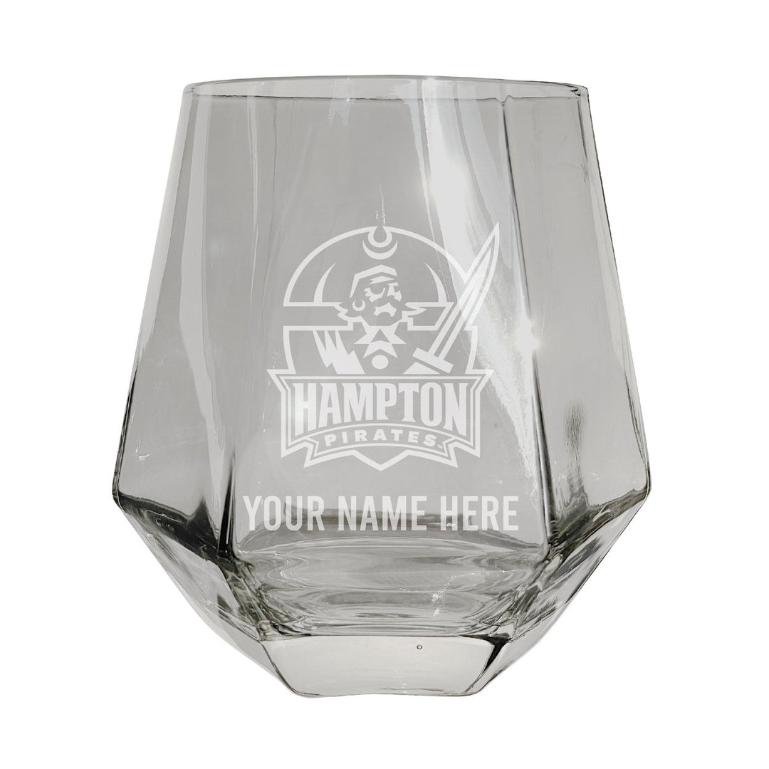 Hampton University Customizable Stemless Diamond Wine Glass Engraved 10 oz Officially Licensed Collegiate Product Image 3