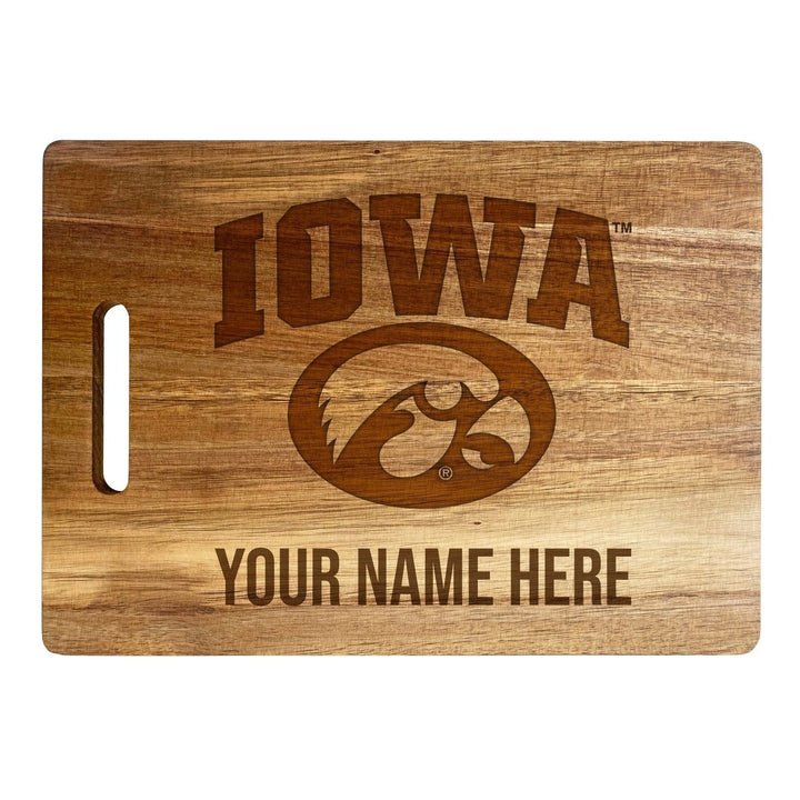 Iowa Hawkeyes Customizable Engraved Wooden Cutting Board 10" x 14" Acacia Wood Officially Licensed Collegiate Product Image 2