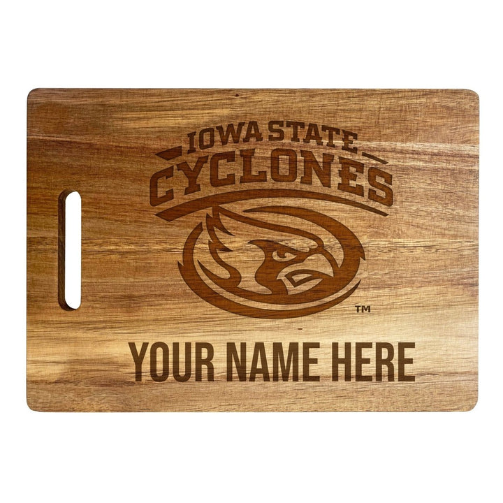 Iowa State Cyclones Customizable Engraved Wooden Cutting Board 10" x 14" Acacia Wood Officially Licensed Collegiate Image 1